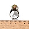 Natural Unakite Wings Adjustable Rings RJEW-K241-04AS-11-5