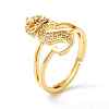 Clear Cubic Zirconia Initial Letter with Crown Adjustable Ring RJEW-M139-17S-1