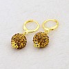Dangling Round Ball Resin Rhinestone Earrings EJEW-J080-17G-1