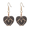 Heart Natural Lava Rock Dangle Earrings for Women EJEW-JE04973-1