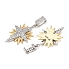 Brass Micro Pave Clear Cubic Zirconia Pendants KK-G543-10GP-02-2