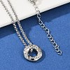 304 Stainless Steel Crystal Rhinestone Hexagon Pendant Necklaces for Women NJEW-F339-04P-1