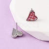 Brass Enamel Heart Stud Earrings EJEW-I322-08P-3