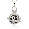 Silver Color Plated Brass Hollow Round Cage Pendants KK-J226-03S-1