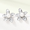 Brass Micro Pave Cubic Zirconia Enamel Stud Earrings CU-CBABA66-12C-P-1