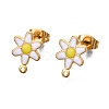 304 Stainless Steel Enamel Stud Earring Findings STAS-T052-43G-07-1