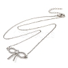 Brass Clear Cubic Zirconia Bowknot Pendant Necklaces NJEW-F326-03P-2