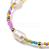 Adjustable Miyuki Glass Seed & Natural Pearl Braided Beaded Bracelets BJEW-O187-02-3