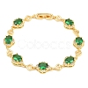 Brass Pave Cubic Zirconia Heart Flower Link Chain Bracelets for Women KK-CBA68DA-13G-04-4