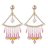 Triangle Glass Chandelier Earrings EJEW-MZ00523-01-2