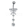Clear Cubic Zirconia Dangle Belly Button Rings WG9960A-05-1
