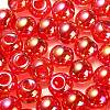 UV Plating Rainbow Iridescent Acrylic Beads OACR-G012-02-4
