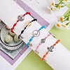 Natural Cowrie Shell & Tree & Turtle & Wave Link Bracelets Set BJEW-SW00030-4