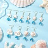 5Pair Shell Glass Dangle Earrings EJEW-MZ00424-1