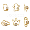 Brass Micro Pave Clear Cubic Zirconia Screw Carabiner Lock Charms KK-PH0004-54G-1