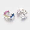 Brass Cubic Zirconia Slide Charms ZIRC-S063-01C-P-2