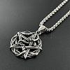 304 Stainless Steel Punk Skull Pentagram Pendant Necklaces for Men's Jewelry WZ8704-1