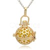 Golden Tone Brass Hollow Round Cage Pendants KK-J232-05G-1