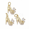 Brass Micro Pave Cubic Zirconia Stilettos Charms ZIRC-F111-13-2