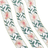 4.9~5 Yards Polyester Embroidery Organza Flower Trim Ribbon OCOR-CY0001-15B-1