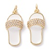 Brass Micro Pave Clear Cubic Zirconia Pendants ZIRC-A019-10G-1