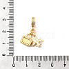 Brass Deep Sky Blue Enamel European Dangle Charms KK-F904-23G-3