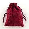 Polyester Imitation Burlap Packing Pouches Drawstring Bags ABAG-R004-14x10cm-06-1