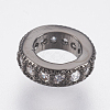 Brass Micro Pave Cubic Zirconia Rondelle European Beads ZIRC-F083-094B-RS-1