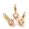 Brass Micro Pave Cubic Zirconia European Dangle Charms KK-A156-03G-RS-2