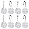 4 Pairs Brass Textured Flat Round Leverback Earrings EJEW-HS0001-22P-1