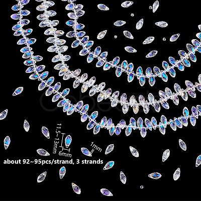 3Strands 3 Styles Electroplate Glass Faceted Teardrop Beads Strands EGLA-GA0001-29-1