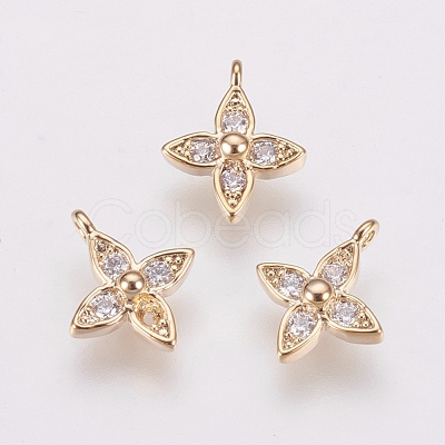 Brass Micro Pave Cubic Zirconia Charms ZIRC-F081-13G-1