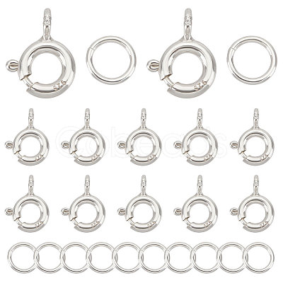 12Pcs 925 Sterling Silver Spring Ring Clasps STER-CN0001-21-1