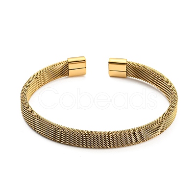 304 Stainless Steel Wire Mesh Cuff Bangles for Women LS-BJEW-D022-01C-G-1