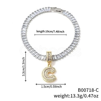 Fashionable Brass Micro Pave Clear Cubic Zirconia Charm Bracelets AF9298-3-1