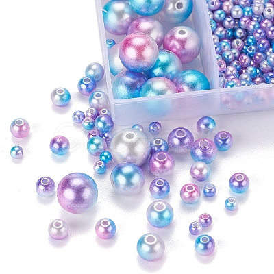 497Pcs 5 Style Rainbow ABS Plastic Imitation Pearl Beads OACR-YW0001-07C-1