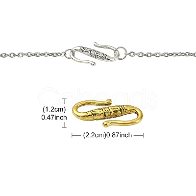 20Pcs Tibetan Style Alloy S-Hook Clasps TIBE-YW0002-04AG-1