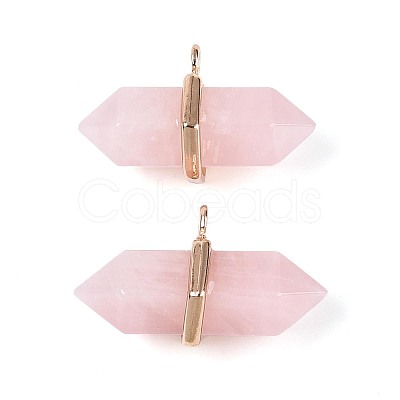 Natural Rose Quartz Double Terminal Pointed Pendants G-N345-09B-1