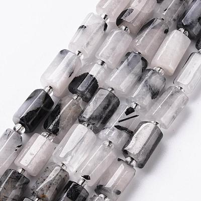 Natural Black Rutilated Quartz Beads Strands G-S345-8x11-010-1