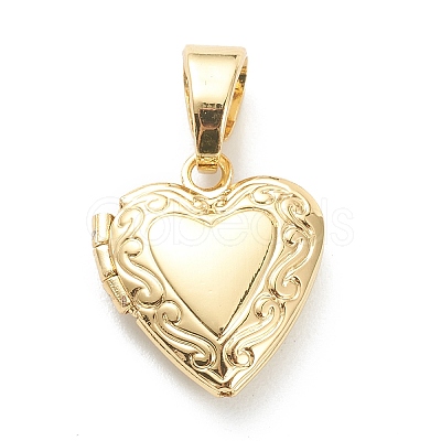 Brass Locket Pendants X-KK-P199-15G-1