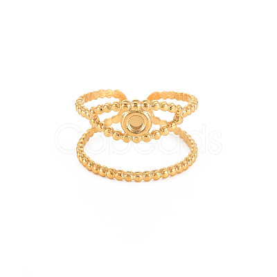 Ion Plating(IP) 304 Stainless Steel Open Pad Ring Cabochon Settings X-STAS-S119-157G-1
