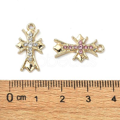 Golden Rack Plating Alloy Rhinestone Pendants PALLOY-F308-15G-1