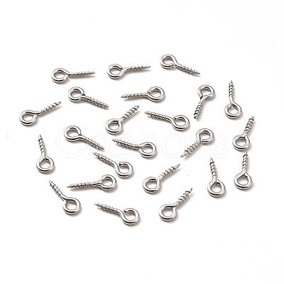 Non-Tarnish 304 Stainless Steel Screw Eye Pin Peg Bails X-STAS-E044-07P-02-1