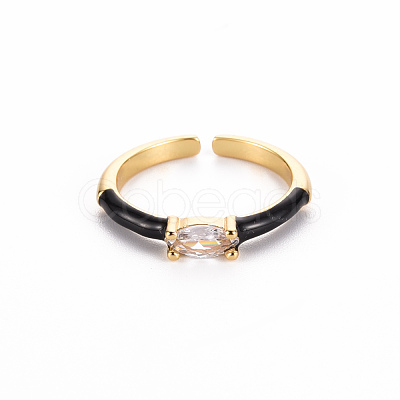 Brass Enamel Cuff Rings RJEW-T016-29B-NF-1