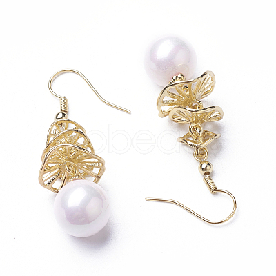 (Jewelry Parties Factory Sale)Synthetic Shell Pearl Dangle Earrings EJEW-P179-03G-04-1