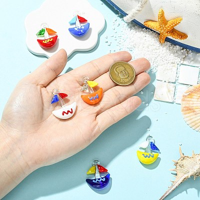 6Pcs 6 Colors Handmade Lampwork Pendants LAMP-CJ0003-03-1