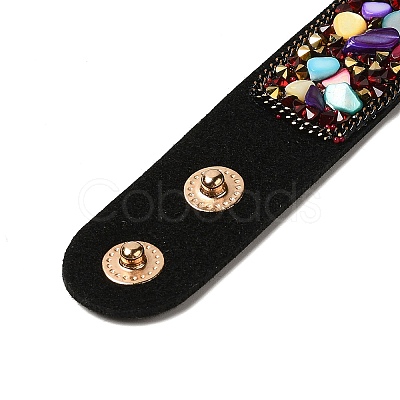 Faux Suede Snap Cord Bracelet LS-BJEW-F428-05-1