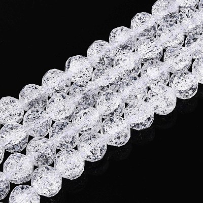 Transparent Crackle Glass Beads Strands GLAA-N053-8mm-11-1