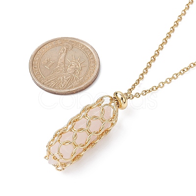 Natural Mixed Gemstone Bullet Pendant Necklaces NJEW-JN04529-02-1