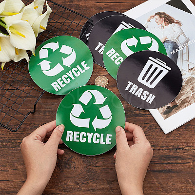 6Pcs 2 Styles PVC Garbage Recycle Trash sign stickers DIY-WH0043-40-1